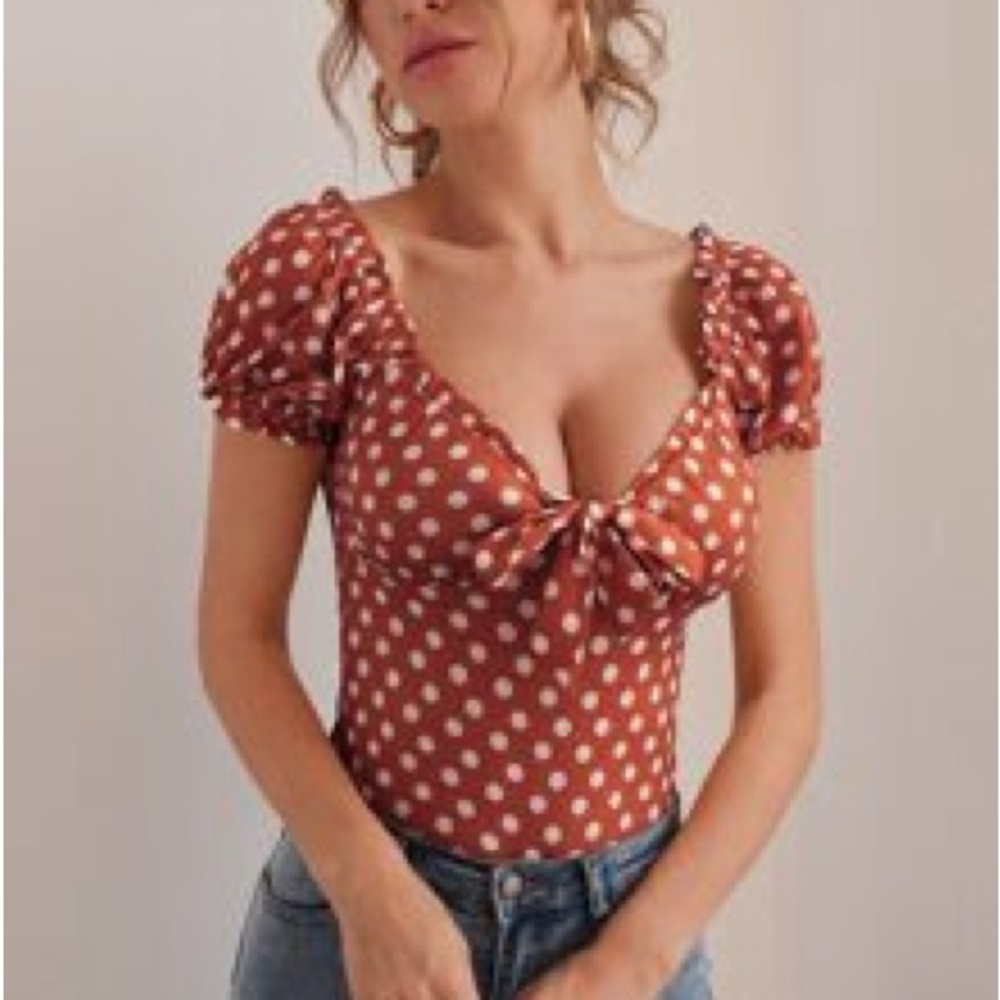 SHEIN crop top off shoulder polka dot top - wore once!